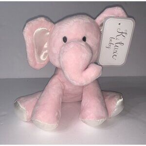 NWT K Luxe Baby Plush Pink Elephant 8” Crinkle Rattle